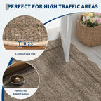 GarveeHome Scalloped Washable Round Rugs, Non-Slip Soft Round Rug 4ft Brown | - Image 5