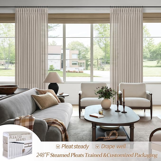 PleatedDrapes 112 Inch Extra Long Light Filtering Curtains - Image 6