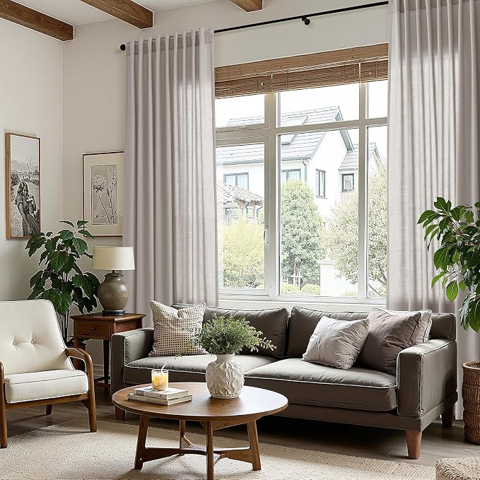 Stone Grey Linen Curtains 96 Inches Long - Image 8