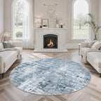 Soalmost Abstract 6x6 Round Rug 6ft Circle Living Room Rugs, Low Pile Stain by Soalmost
