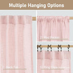 54 Inch Semi Sheer Window Linen Curtains, Light Filtering Panels | Faux Linen - Image 3