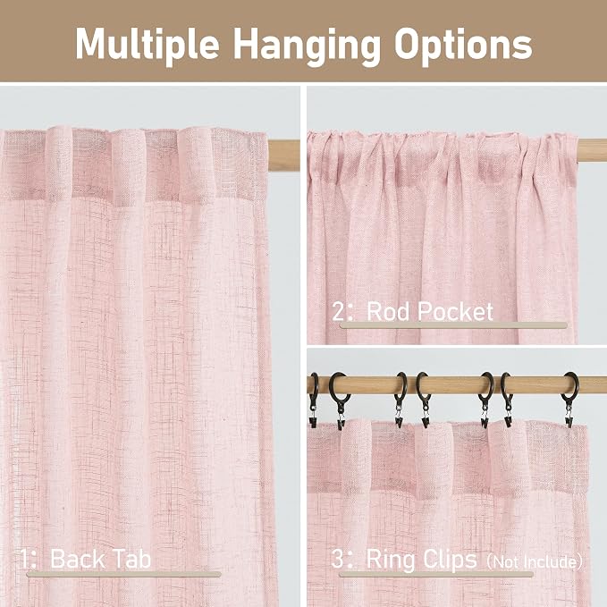 Short Window Sheer Linen Curtains 30 Inch Length - Image 3