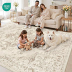 4x6 Area Rugs Living Room: Bedroom Washable Carpet Beige/Ivory | Vintage Boho - Image 8