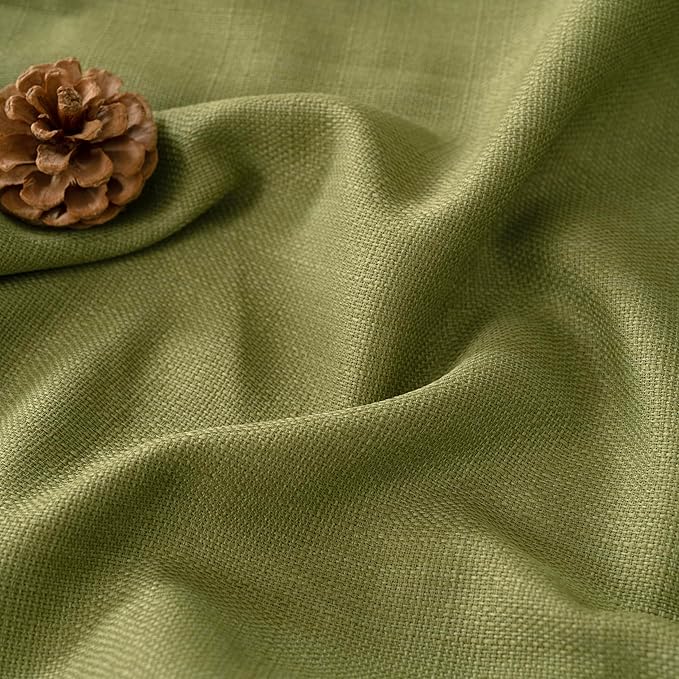 Moss Green Semi Sheer Linen Curtains - Image 3