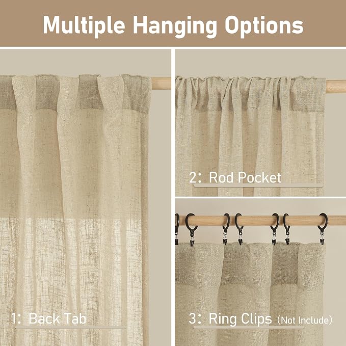 Light Filtering Linen Curtains 84 inches Long - Image 3