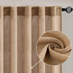 MIULEE Brown Linen Curtains 37x90 Inch Length 2 Panels - Image 2