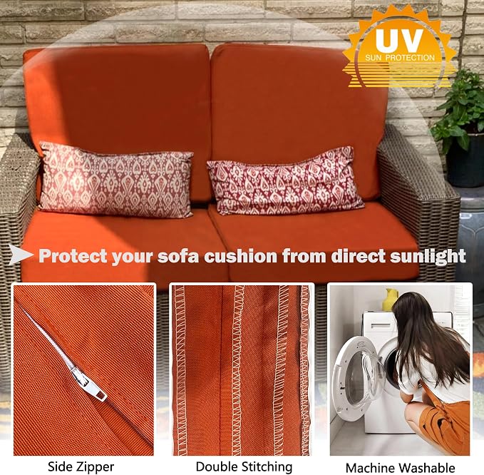 Sqodok Outdoor Cushion Covers 24x24 inch, Wicker Chair - Image 4