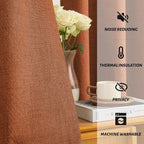Yakamok Burnt Orange Linen Textured Curtains 96 Inches Long - Image 5