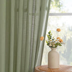 MYSKY HOME Sage Green Sheer Curtains 63 inch Length Semi Sheer Curtains - Image 7