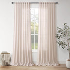 Natural White Linen Curtains 96 Inches Long by Nanspring