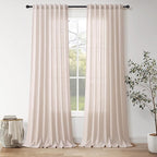 Natural White Linen Curtains 108 Inches Long by Nanspring