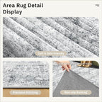 Soalmost 7x10 Area Rug for Living Room Washable Rugs Non-Slip Grey | Low-Pile - Image 6
