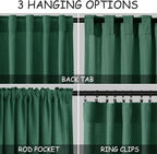 Dark Green Linen Curtains for Living Room 63 Inches Long 2 Panel Set Light - Image 2