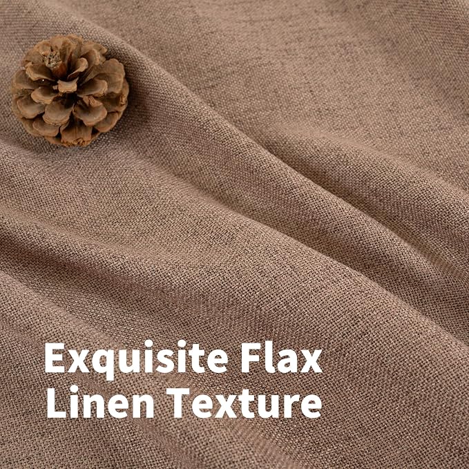 Mocha Brown Linen Semi Sheer Curtains 52 X 63 Inch Length - Image 4