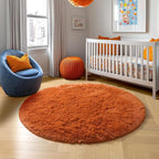 Amdrebio Burnt Orange Shag Plush Big Round Rug 6Ft - Image 7