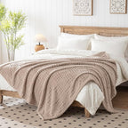 90x90 Inch Brown Waffle Queen Blanket - Image 2