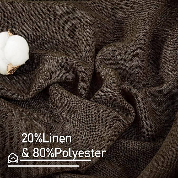 Dark Brown Linen Curtains for Bedroom, 2 Panels, 34 x 72 Inch | 72 Inch Length - Image 2