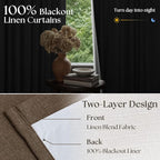 Brown Linen Pinch Pleated Black Out Memory Trained Curtains 102 Inches Long | - Image 5