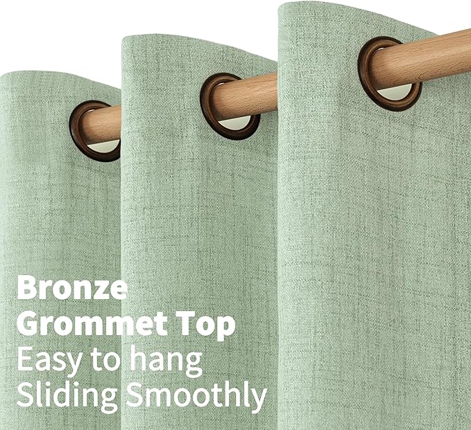 YoungsTex Sage Green Linen Curtains 48 Inch Length - Image 5