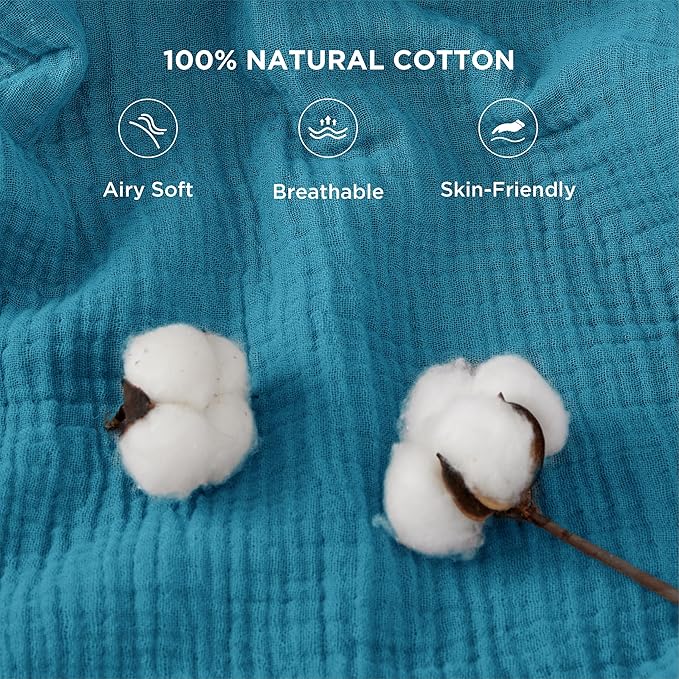 Bedsure 100% Cotton Muslin Blanket Queen Size - Image 3