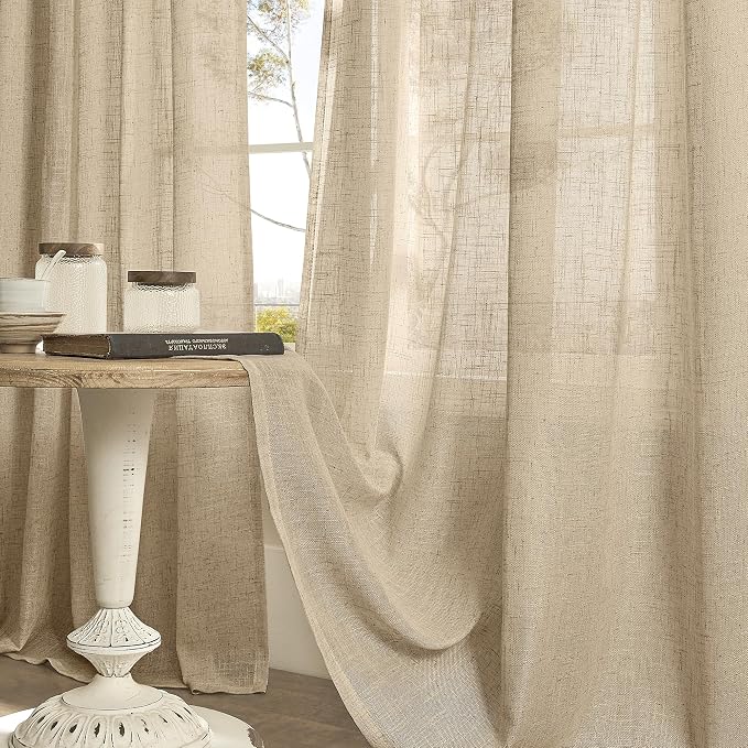 Semi Sheer Linen Curtains 60 Inch Length - Image 8