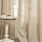 Linen Blended Window Curtains 63 inch Length - Image 8