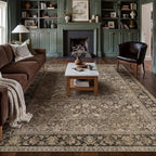 8x10 Brown Vintage Floral Washable Area Rug - Image 3