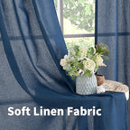 YoungsTex Navy Blue Linen Curtains 72 Inch Length - Image 5