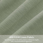 108 Inch Pinch Pleated Light Filtering Linen Memory Trained Green Curtains | - Image 3