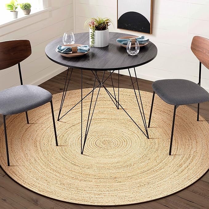 Hausattire Jute Braided Round Rug, 5 ft | 100% natural jute, hand woven - Image 5
