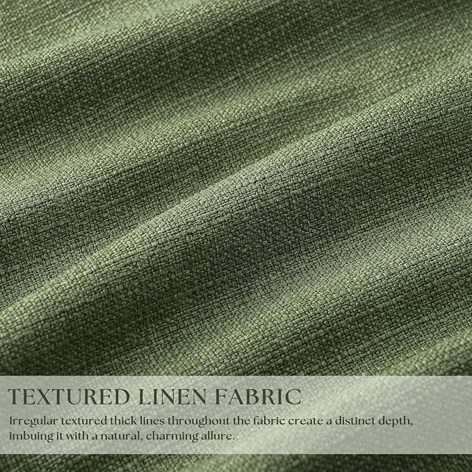 80 Inch Olive Green Linen Pinch Pleated Blackout Curtains - Image 3