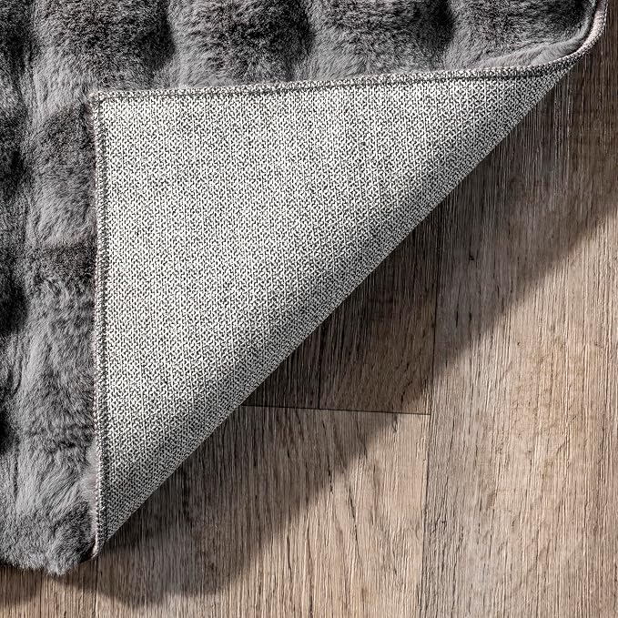 nuLOOM Jeni Dark Grey Checkered Washable Area Rug, Dark Grey - Image 4